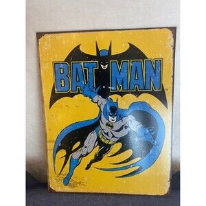 Batman Retro Patina Metal Wall Sign Tin Style 12.5 x 16 Retro Comic Art